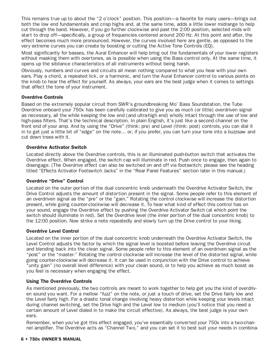 SWR Sound 750x User Manual | Page 8 / 20