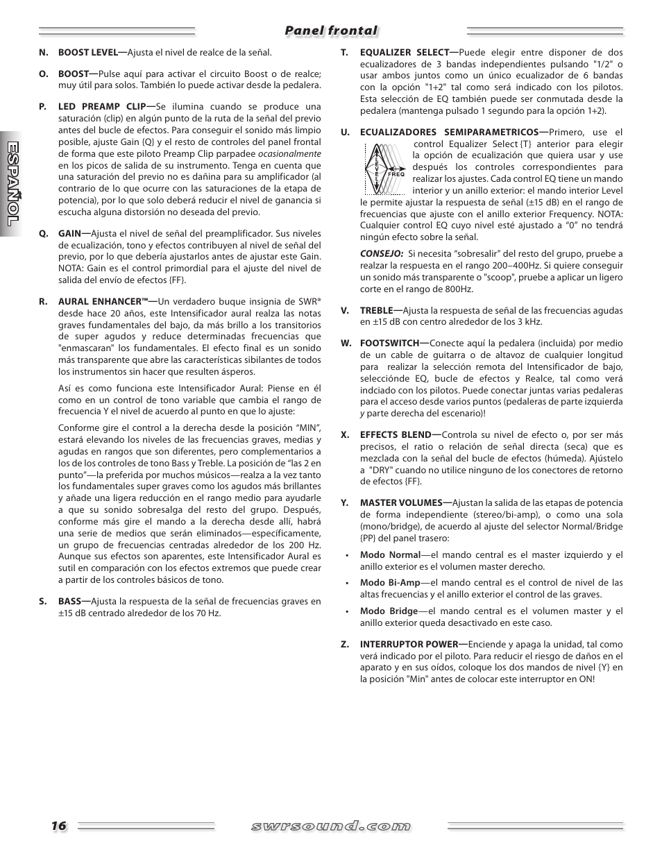 Panel frontal | SWR Sound SM-1500 User Manual | Page 16 / 62
