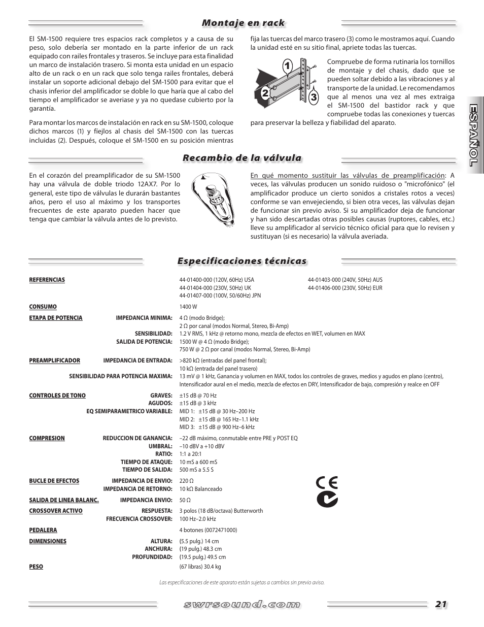 SWR Sound SM-1500 User Manual | Page 21 / 62