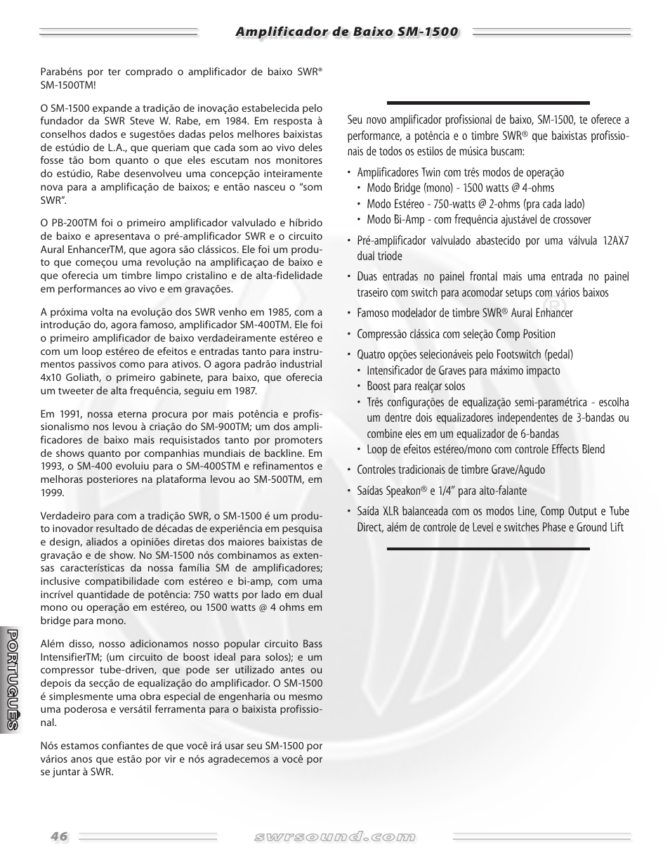 SWR Sound SM-1500 User Manual | Page 46 / 62