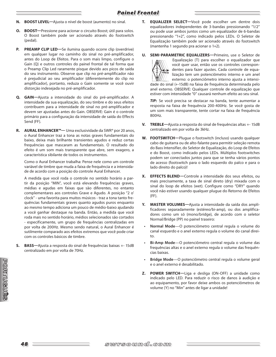 Painel frontal | SWR Sound SM-1500 User Manual | Page 48 / 62