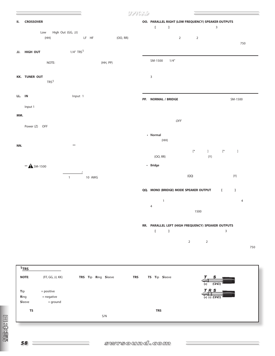 SWR Sound SM-1500 User Manual | Page 58 / 62
