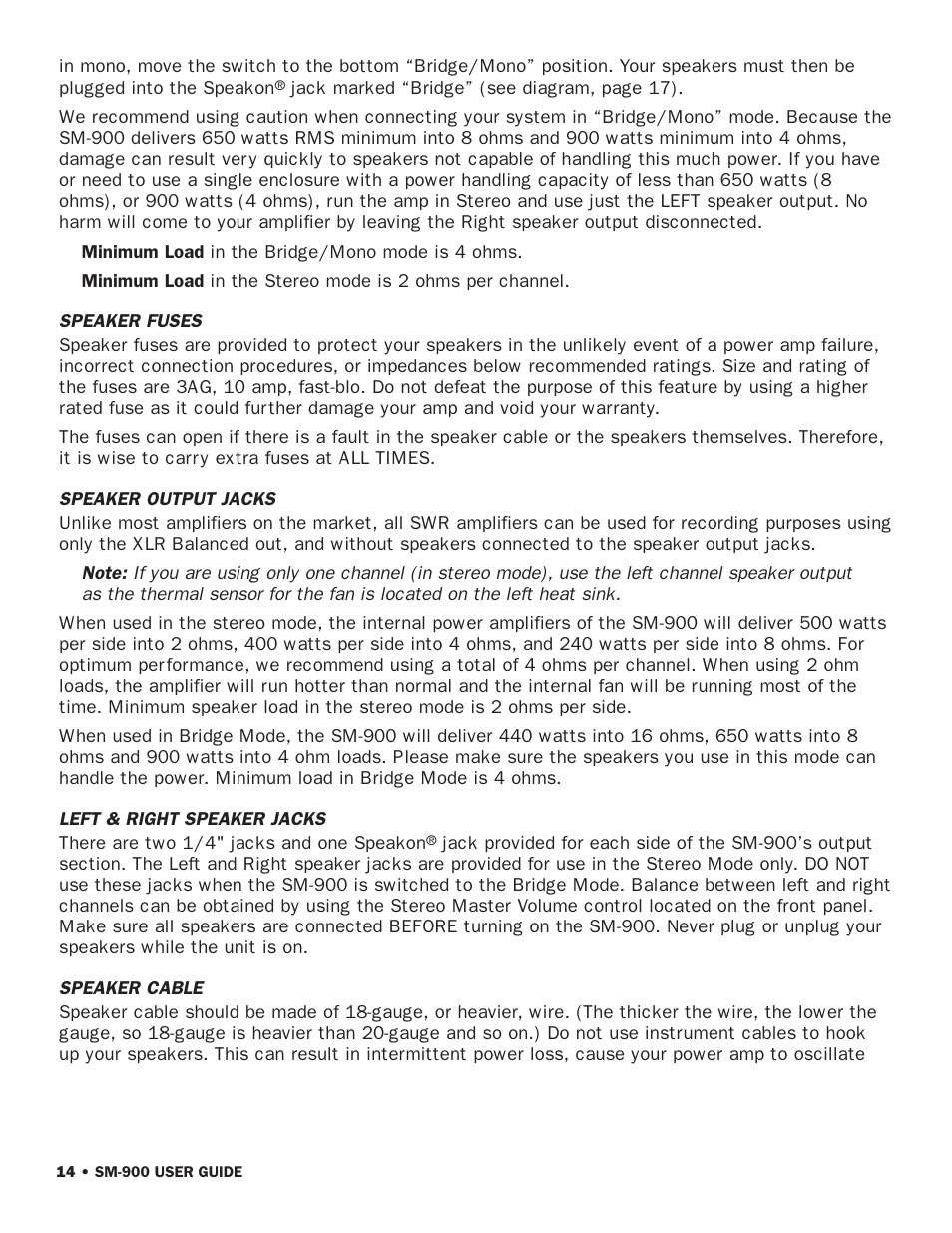 SWR Sound SM-900 User Manual | Page 16 / 24
