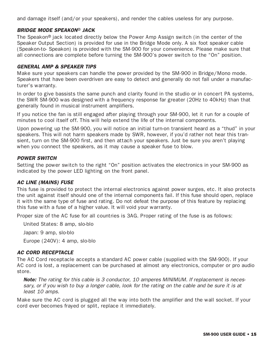 SWR Sound SM-900 User Manual | Page 17 / 24