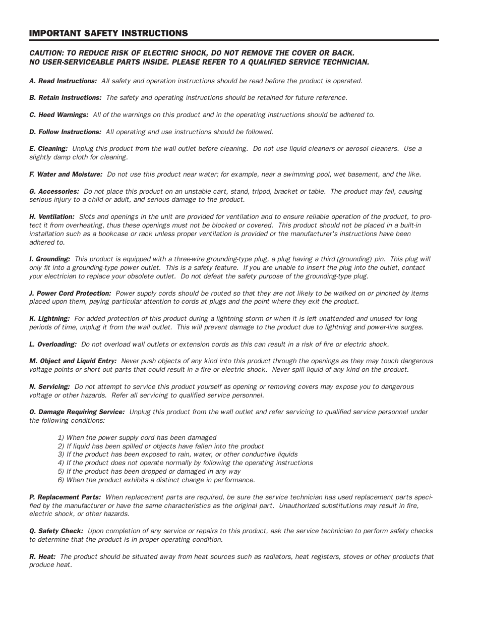 Important safety instructions | SWR Sound SM-900 User Manual | Page 2 / 24