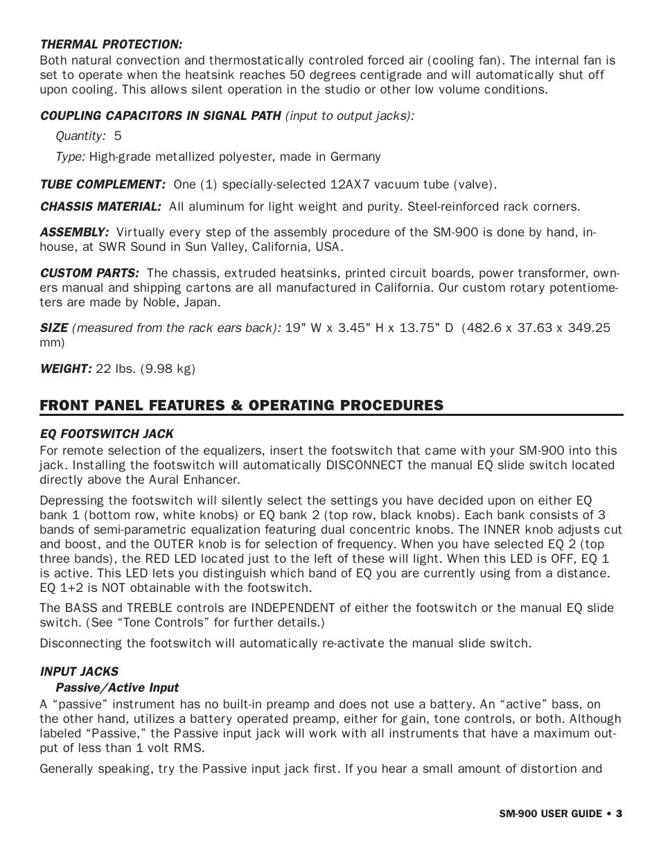 SWR Sound SM-900 User Manual | Page 5 / 24