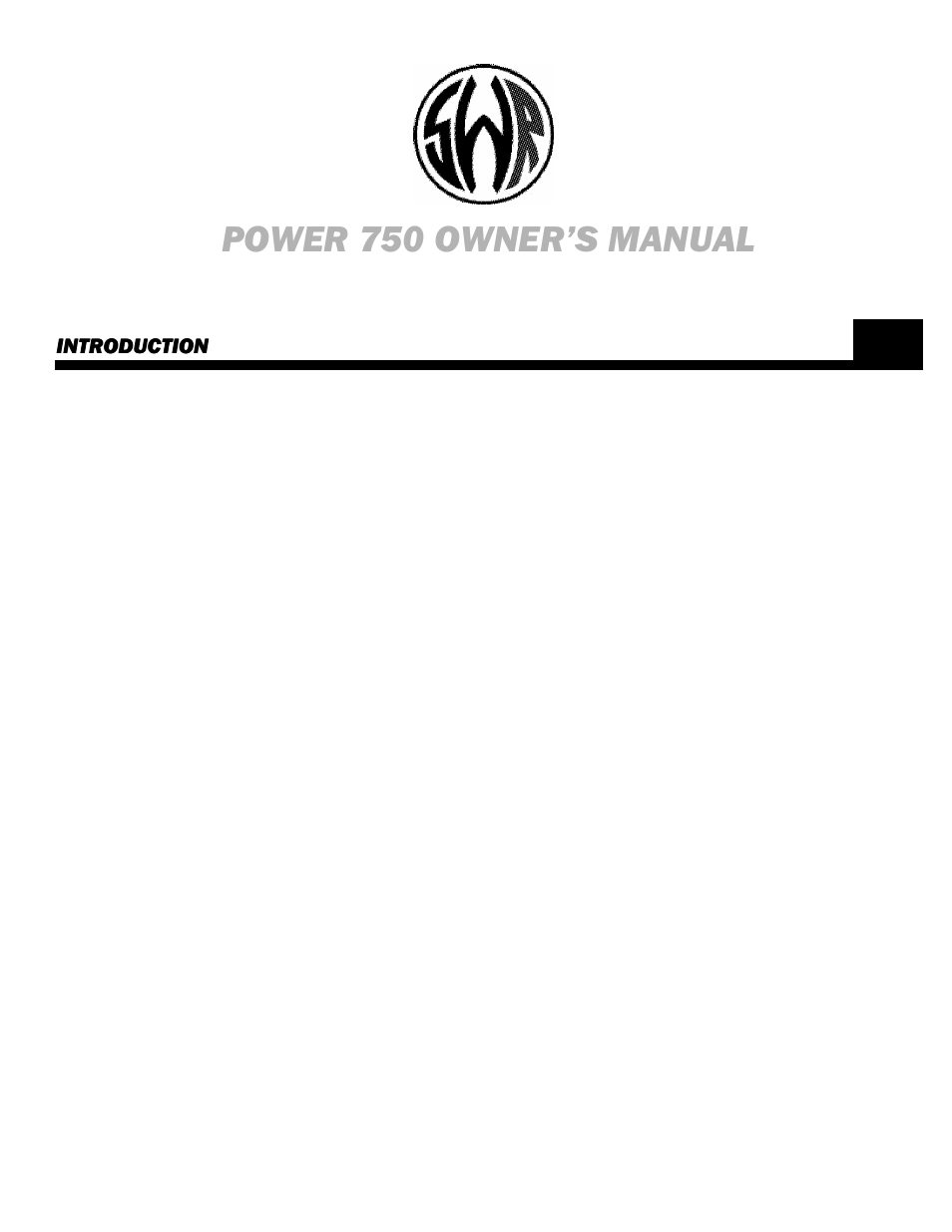 Power 750 owner’s manual | SWR Sound Amplifier POWER 750 User Manual | Page 3 / 15