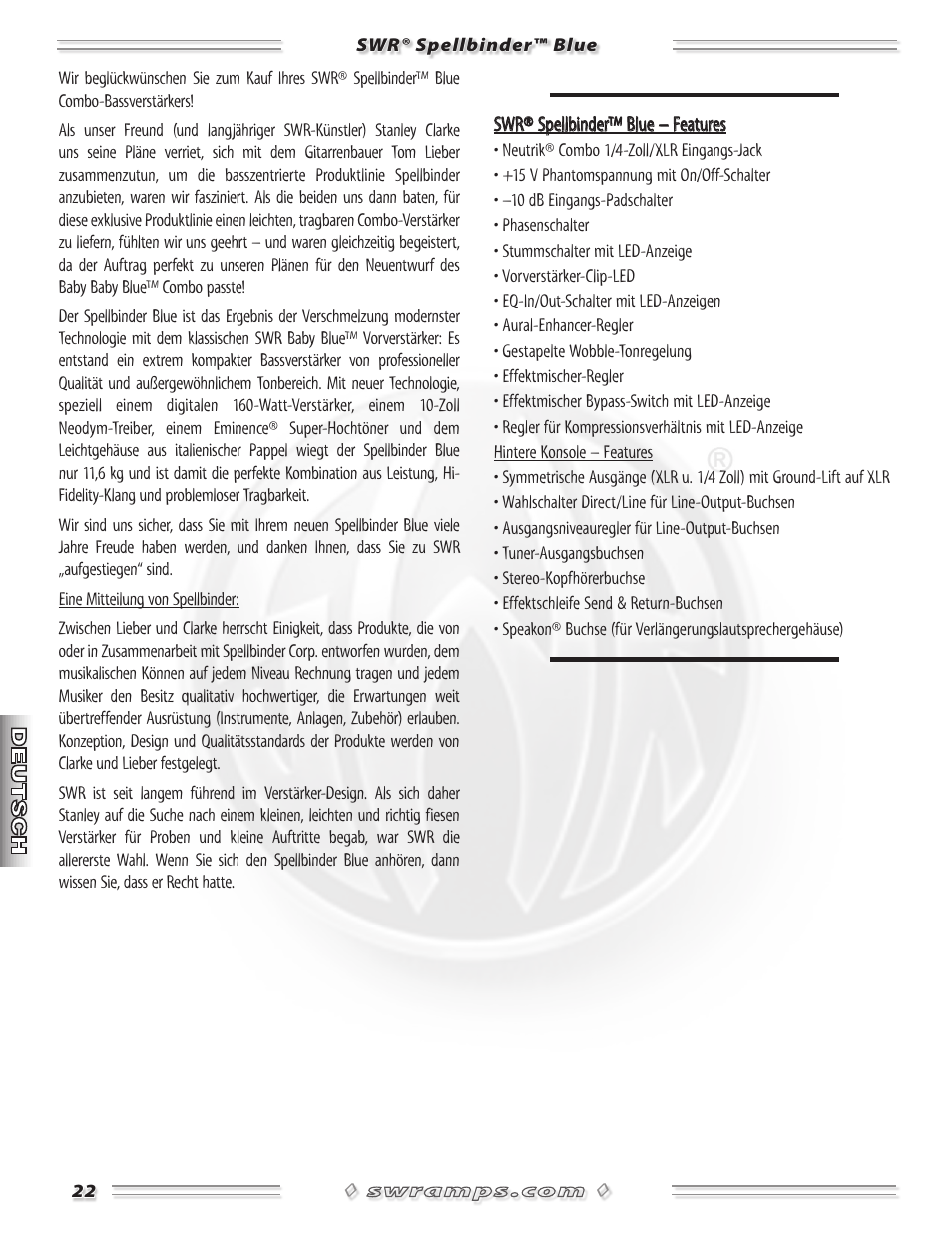 SWR Sound Spellbinder Blue User Manual | Page 22 / 36