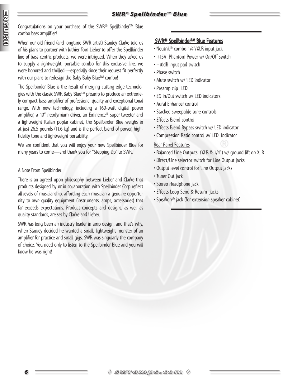 SWR Sound Spellbinder Blue User Manual | Page 6 / 36