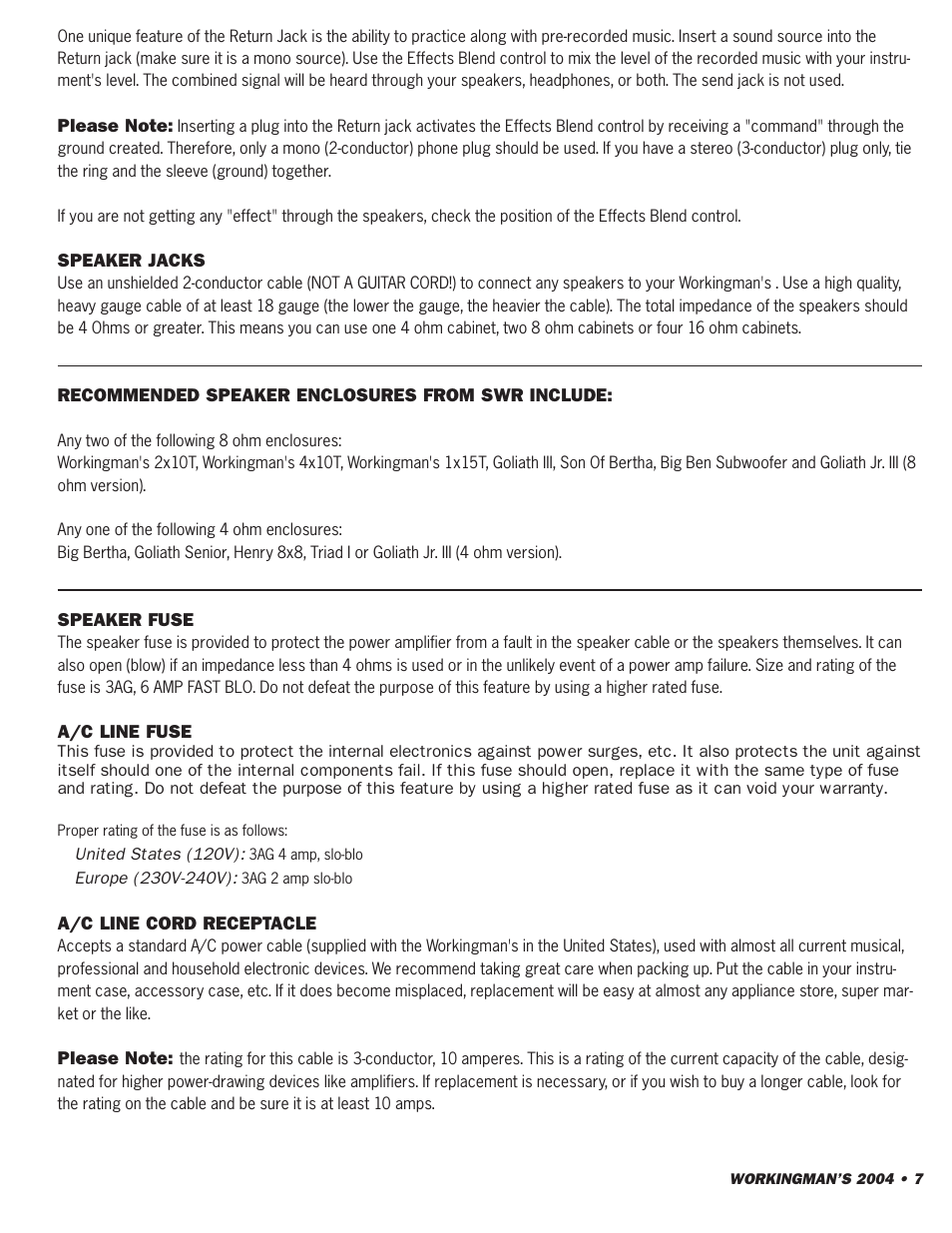 SWR Sound 2004 User Manual | Page 7 / 12