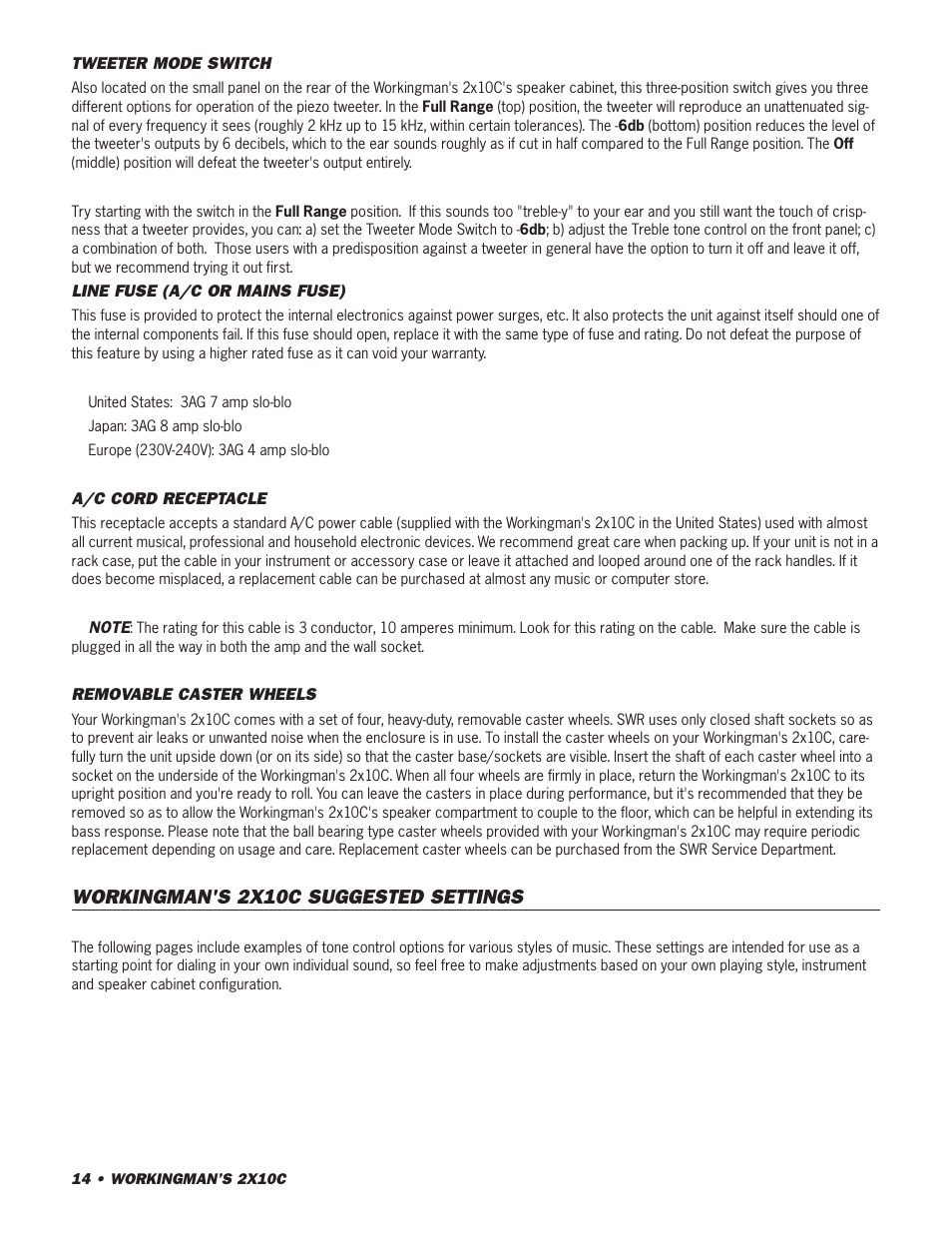 SWR Sound 2X10C User Manual | Page 14 / 16