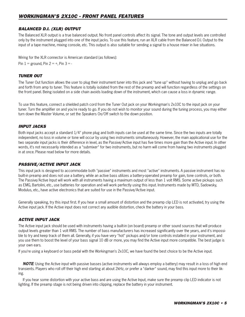 SWR Sound 2X10C User Manual | Page 5 / 16