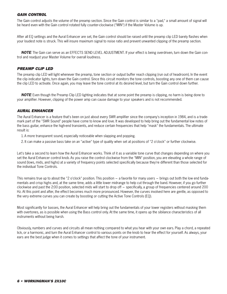 SWR Sound 2X10C User Manual | Page 6 / 16