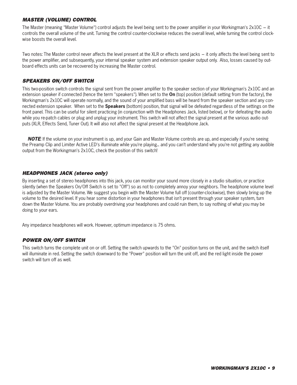 SWR Sound 2X10C User Manual | Page 9 / 16