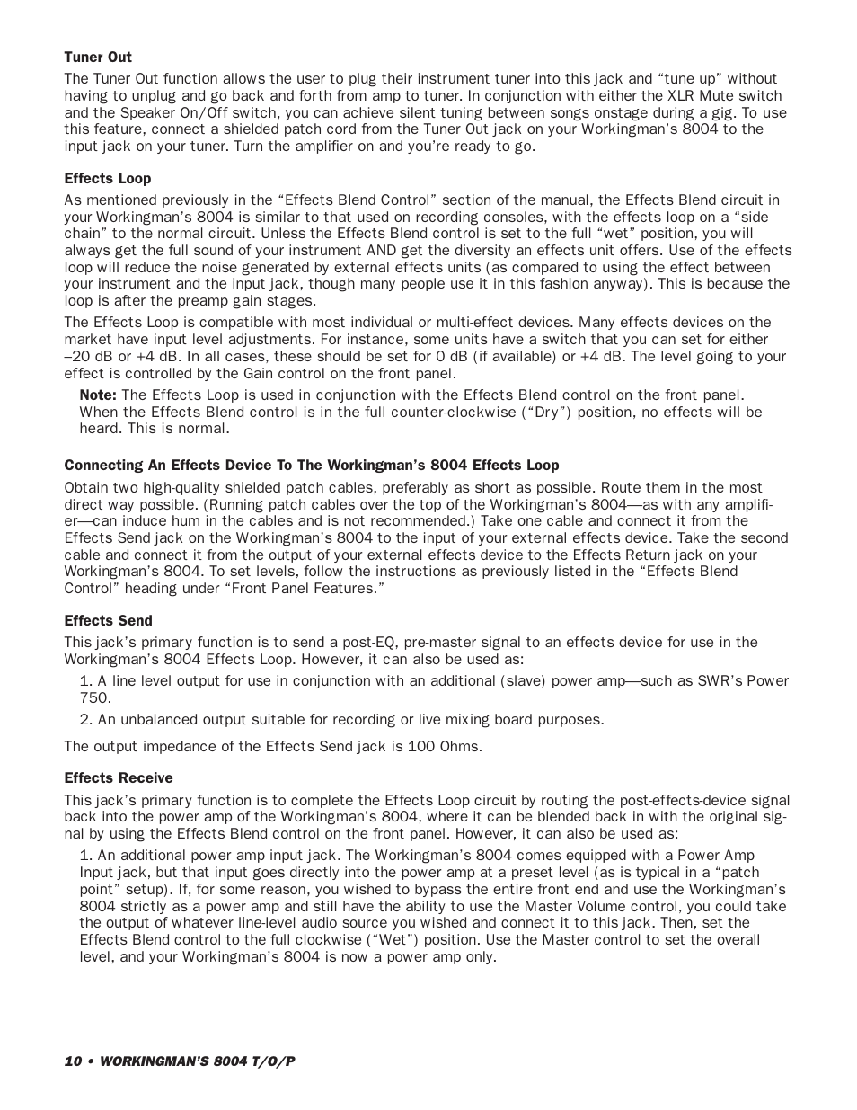 SWR Sound SWR WORKINGMANS 8004 User Manual | Page 10 / 15
