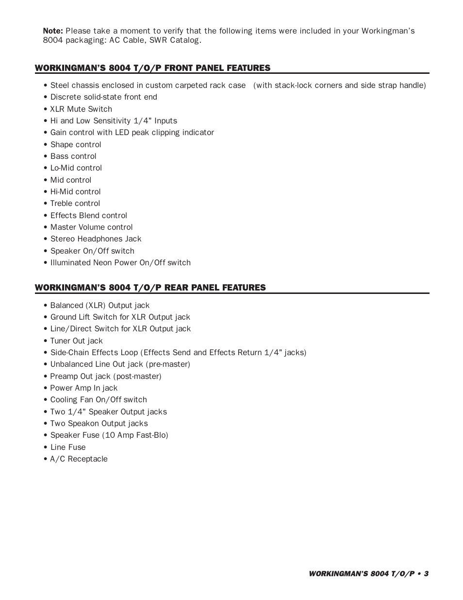 SWR Sound SWR WORKINGMANS 8004 User Manual | Page 3 / 15