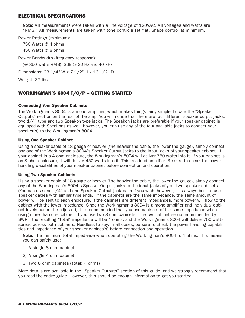 SWR Sound SWR WORKINGMANS 8004 User Manual | Page 4 / 15