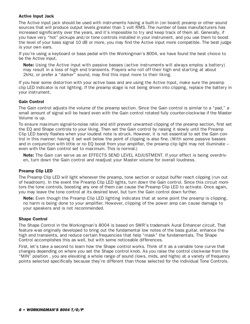 SWR Sound SWR WORKINGMANS 8004 User Manual | Page 6 / 15