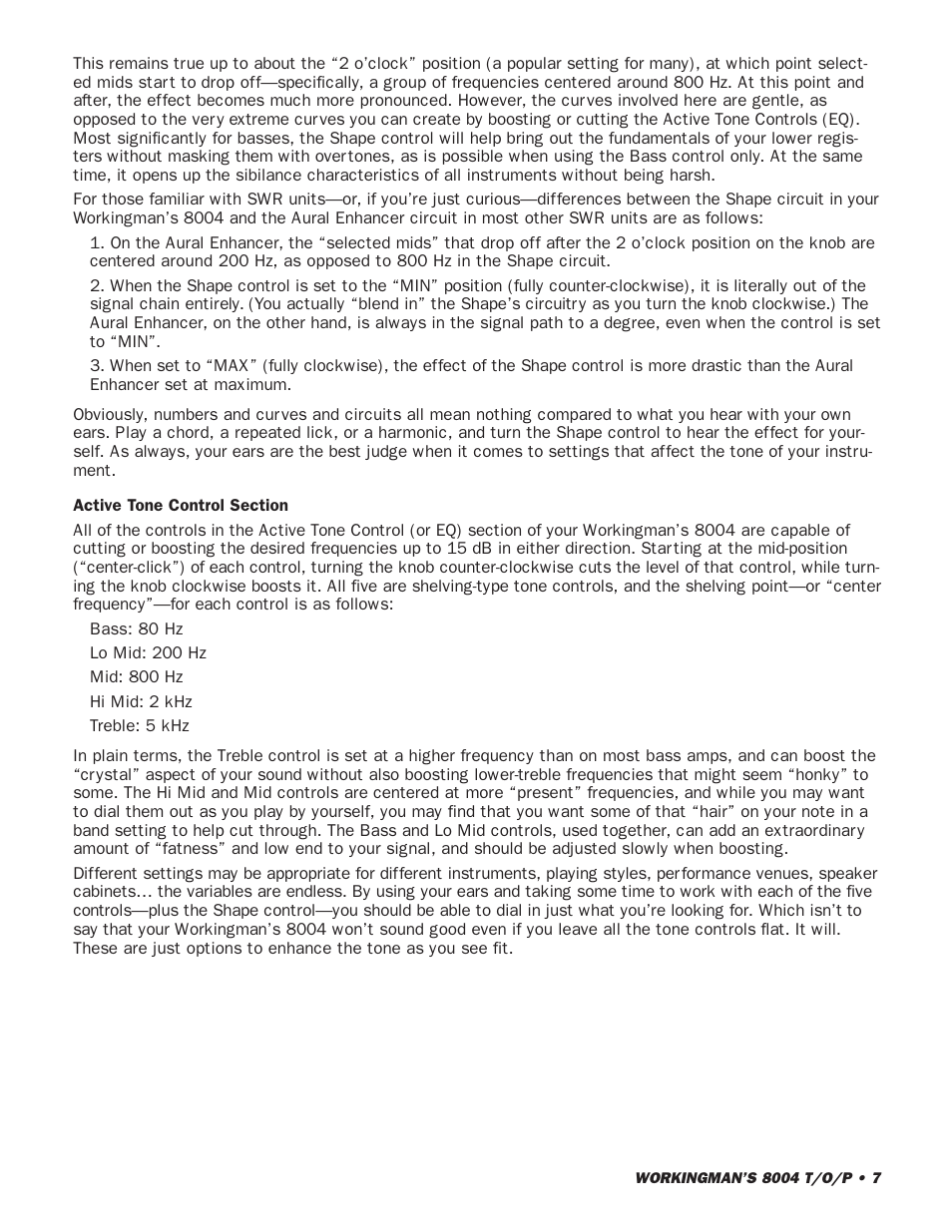 SWR Sound SWR WORKINGMANS 8004 User Manual | Page 7 / 15