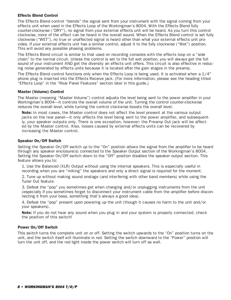 SWR Sound SWR WORKINGMANS 8004 User Manual | Page 8 / 15