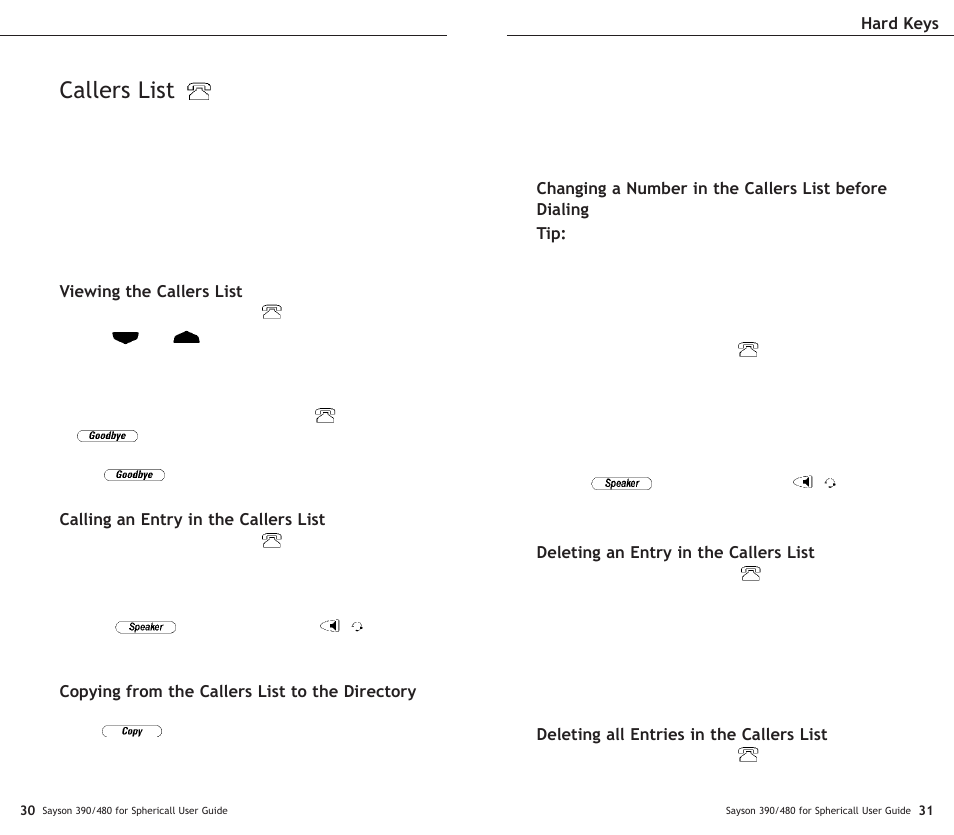 Callers list | Sayson Technologies Sayson AltiTouch 390 User Manual | Page 20 / 31