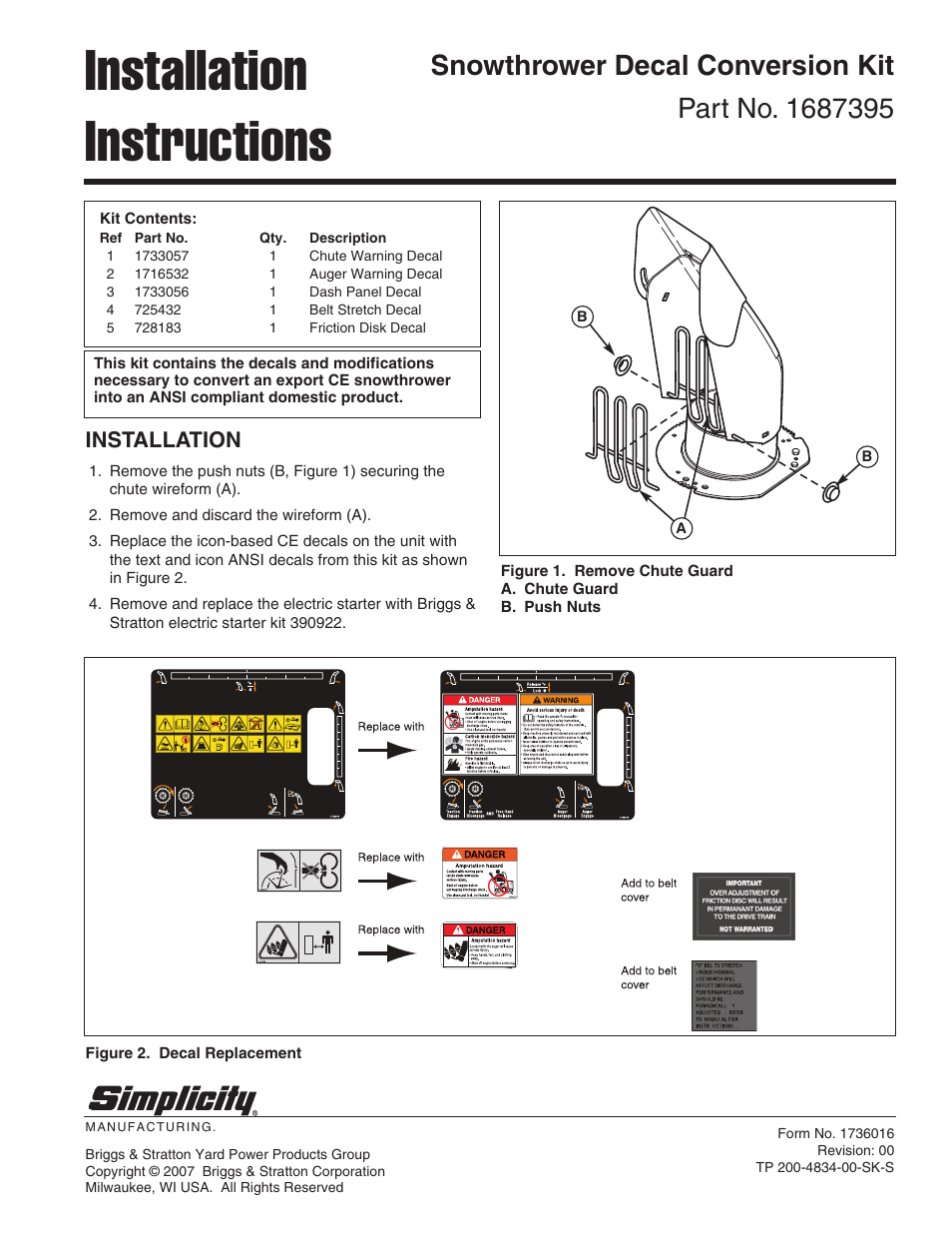 Simplicity 1733056 User Manual | 1 page