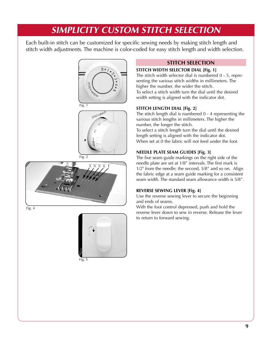 Simplicity custom stitch selection | Simplicity SA200 User Manual | Page 10 / 27