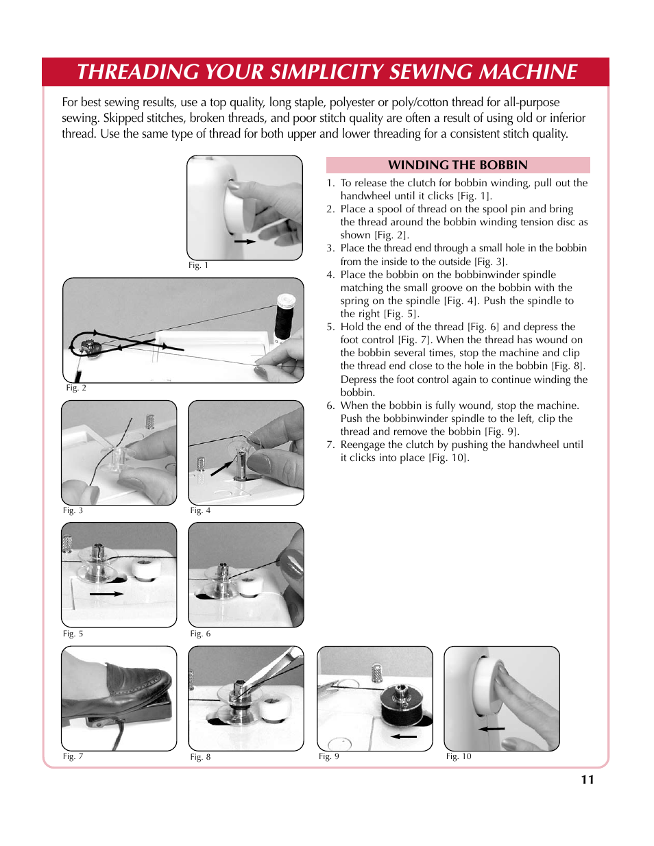 Threading your simplicity sewing machine | Simplicity SA200 User Manual | Page 12 / 27