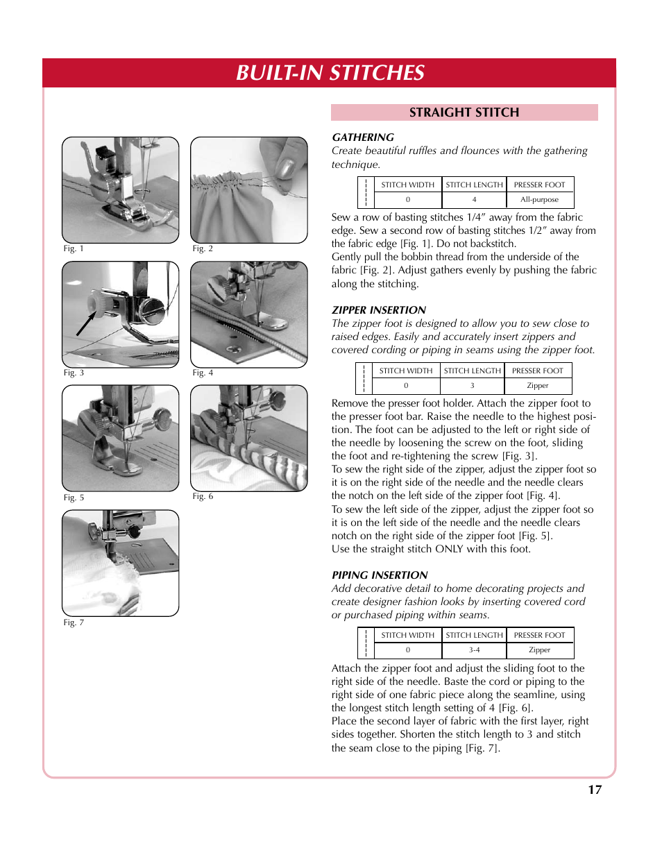 Built-in stitches, Straight stitch | Simplicity SA200 User Manual | Page 18 / 27