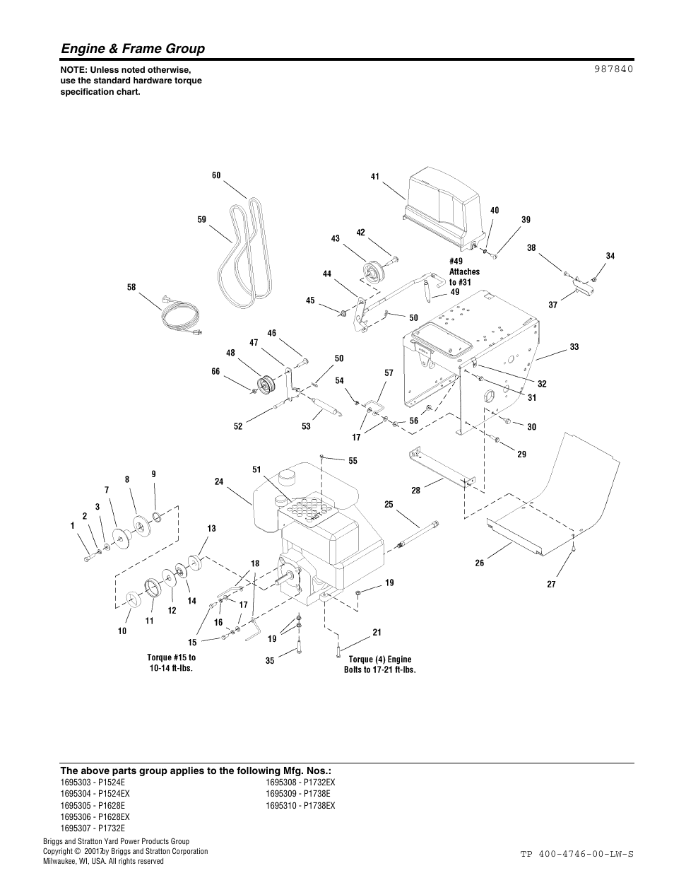 Engine & frame group | Simplicity 1695309 User Manual | Page 10 / 28