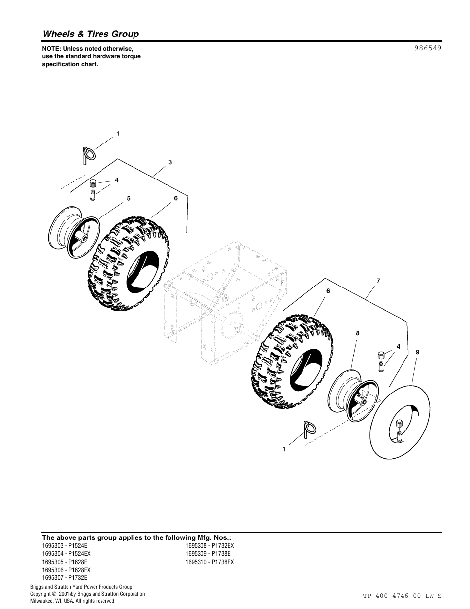 Wheels & tires group | Simplicity 1695309 User Manual | Page 20 / 28