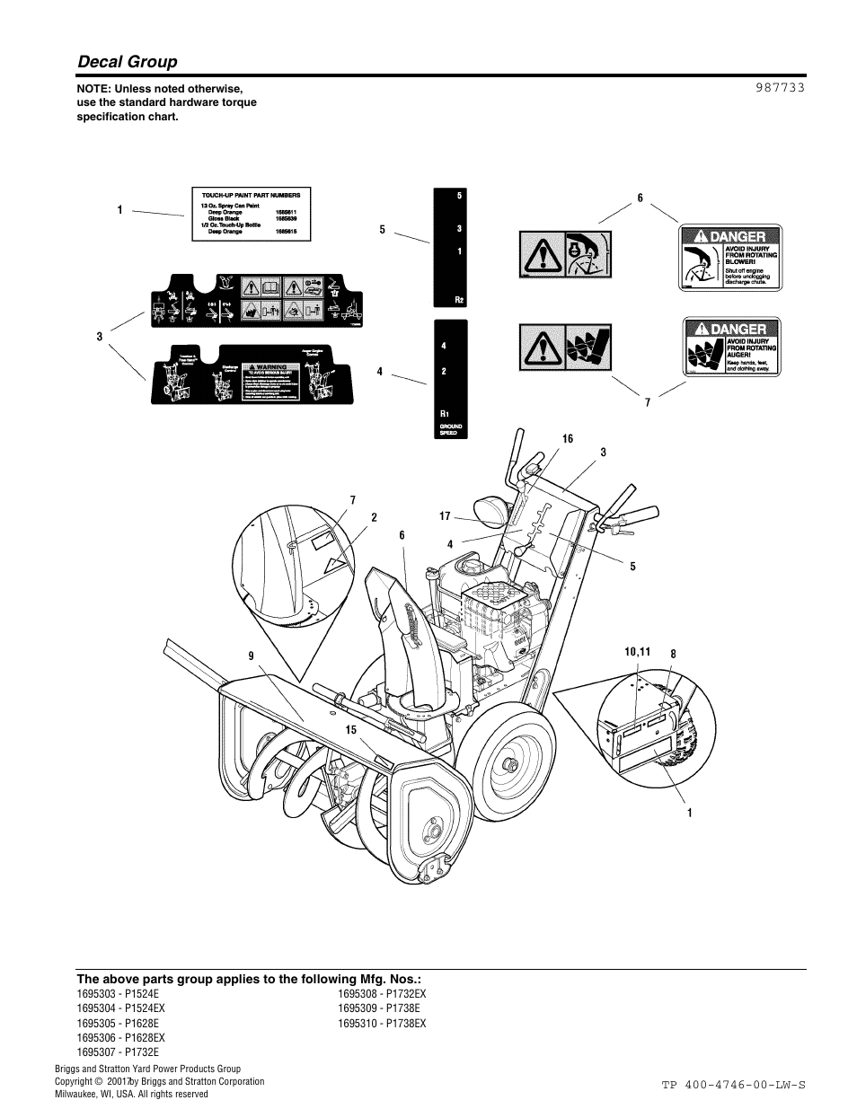 Decal group | Simplicity 1695309 User Manual | Page 22 / 28