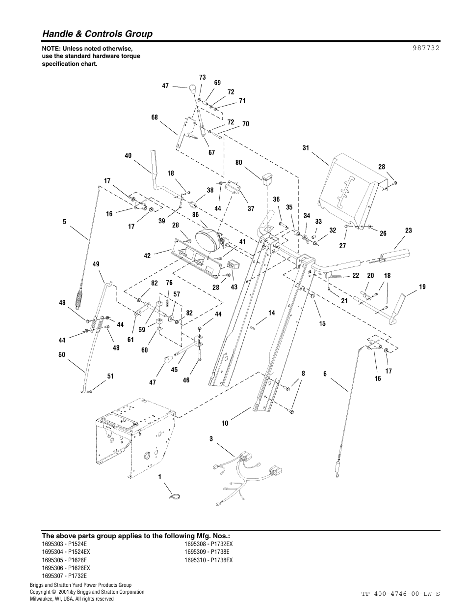 Handle & controls group | Simplicity 1695309 User Manual | Page 6 / 28