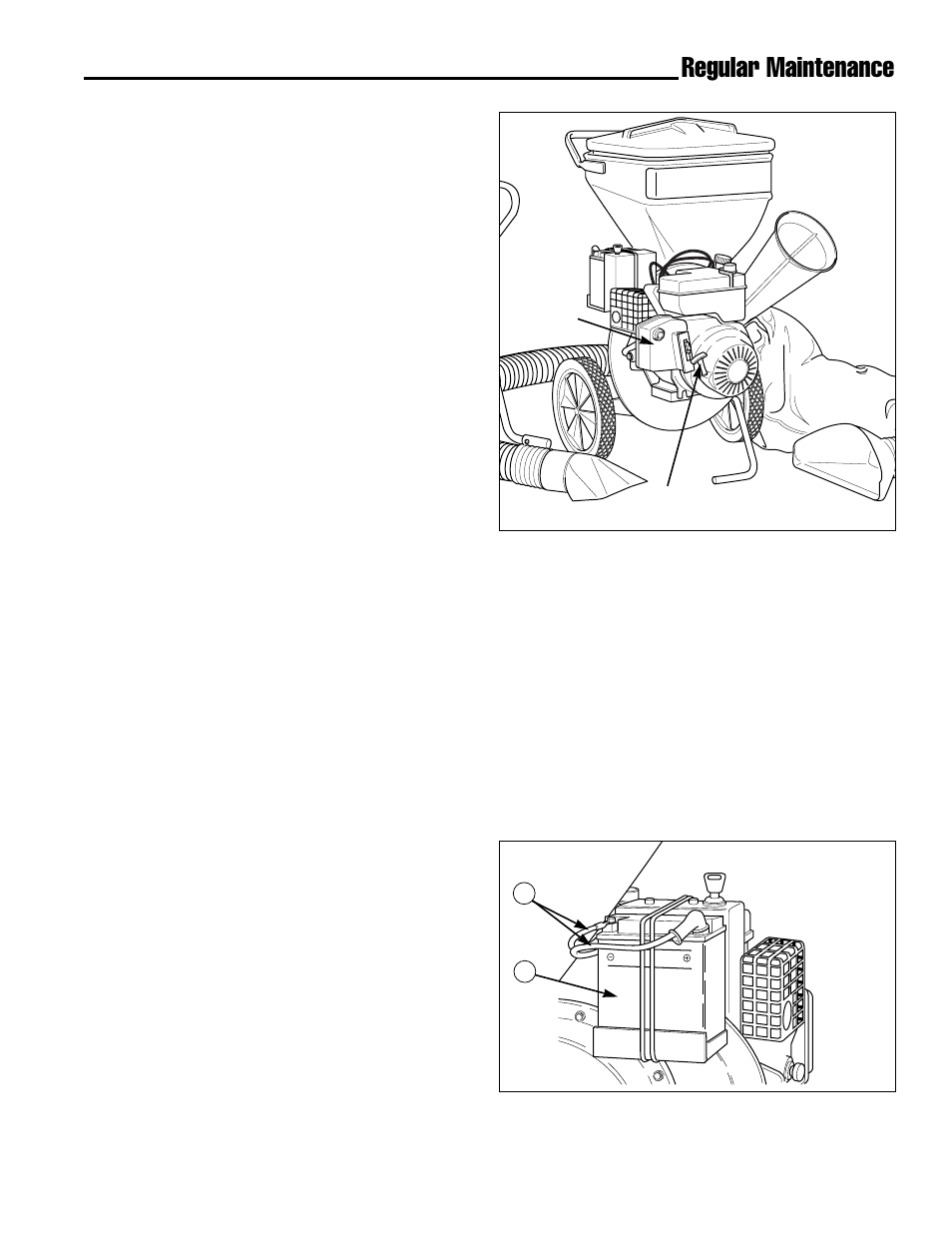Regular maintenance, Air filter replacement/service, Inspect starter rope & handle | Inspect battery & electrical connections | Simplicity 14E User Manual | Page 25 / 36