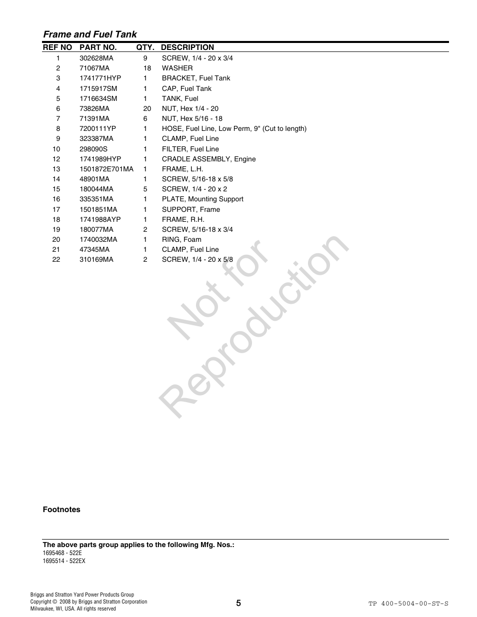 Not for reproduction | Simplicity 09A4130202E1 User Manual | Page 5 / 24