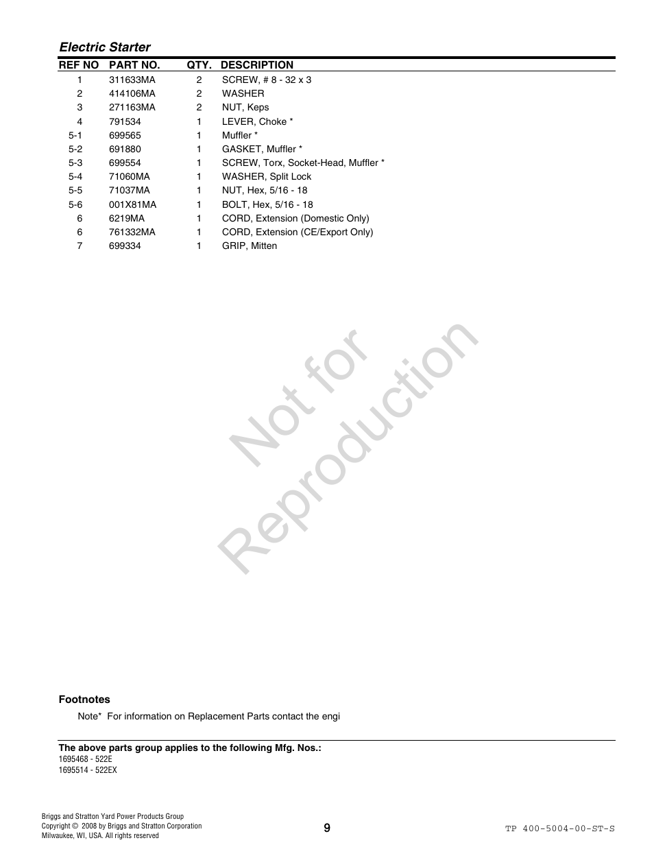Not for reproduction | Simplicity 09A4130202E1 User Manual | Page 9 / 24