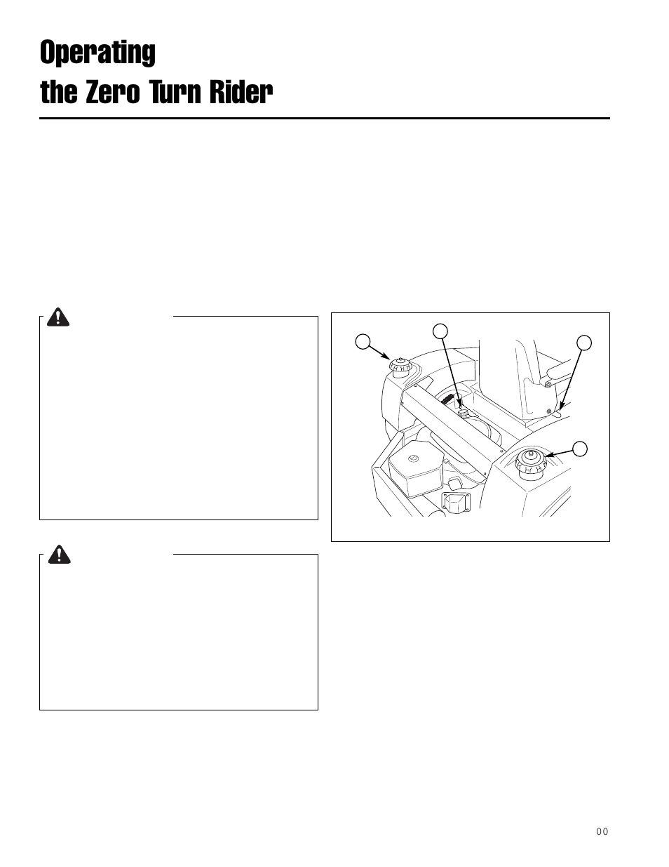 Operating the zero turn rider, Warning, General operating safety | Checks before starting | Simplicity ZT2561F User Manual | Page 14 / 44