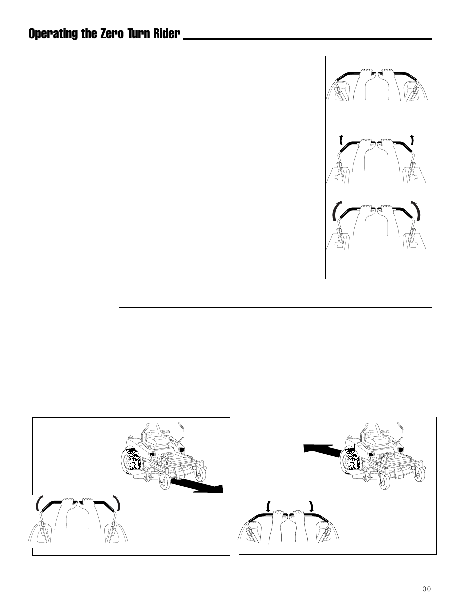 Operating the zero turn rider, Basic driving, Zero turn driving practice | Simplicity ZT2561F User Manual | Page 16 / 44