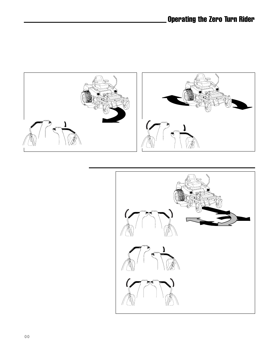 Operating the zero turn rider, Advanced driving | Simplicity ZT2561F User Manual | Page 17 / 44