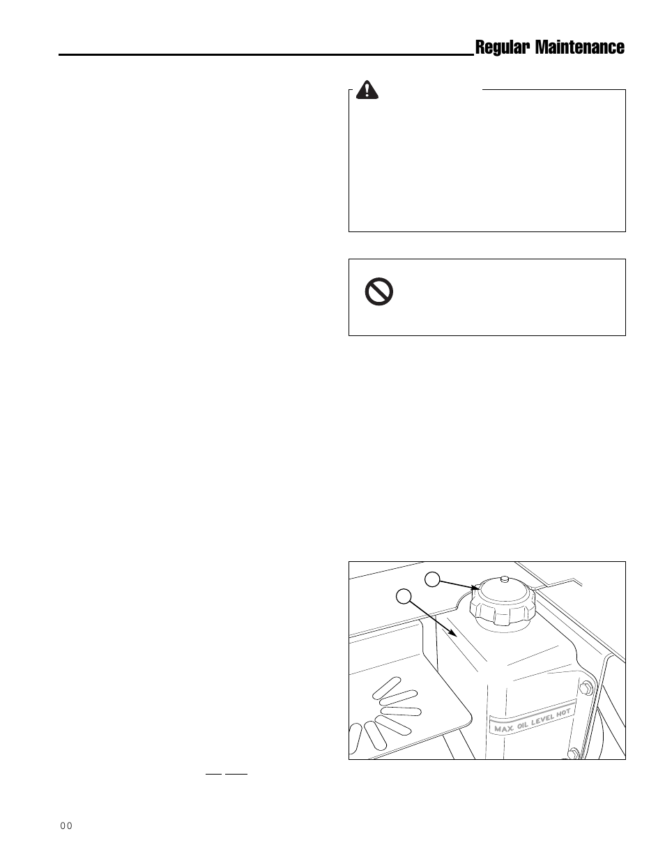 Warning, Regular maintenance, Checking / adding fuel | Fuel filter, Oil & filter change, Check / change air filter, Replace spark plug, Check hydraulic oil level | Simplicity ZT2561F User Manual | Page 21 / 44