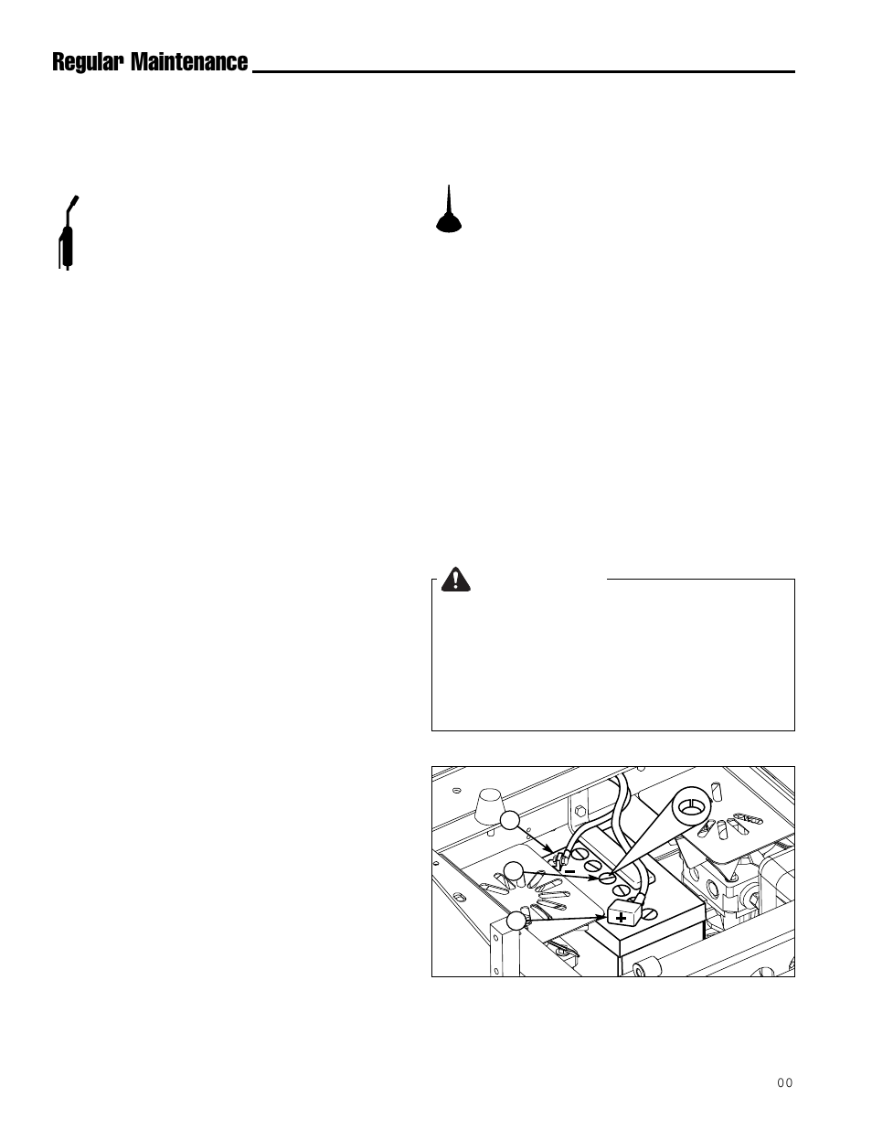 Regular maintenance, Warning, Lubrication | Battery maintenance | Simplicity ZT2561F User Manual | Page 22 / 44