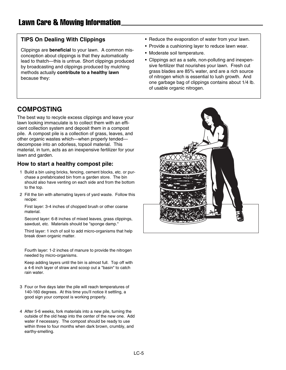 Lawn care & mowing information, Composting | Simplicity ZT2561F User Manual | Page 40 / 44