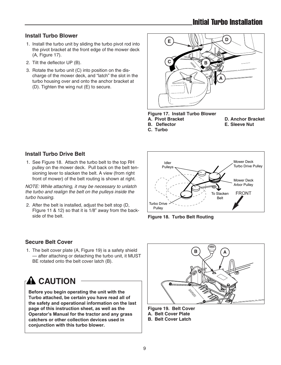 Initial turbo installation, Caution | Simplicity 1694498 User Manual | Page 13 / 20