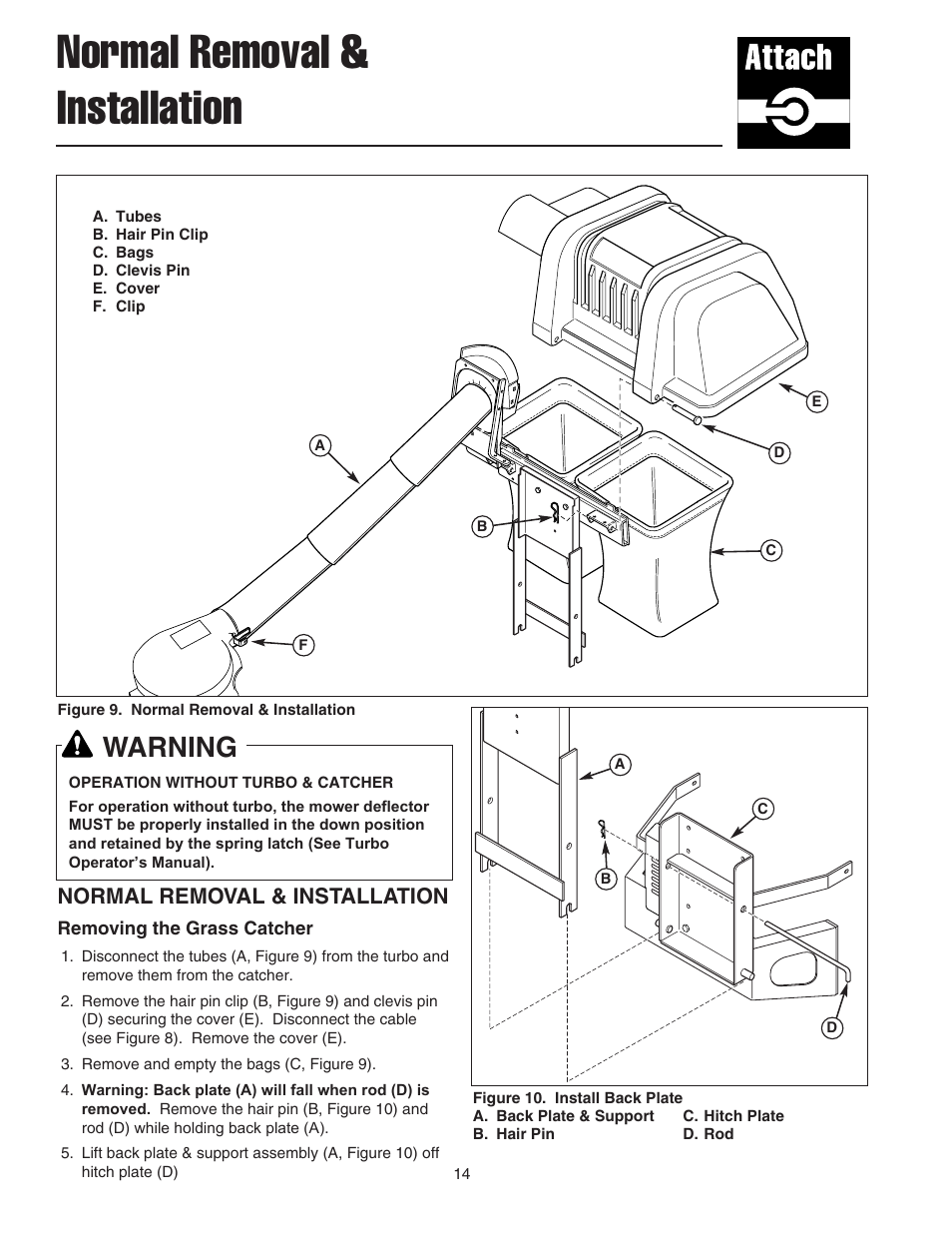 Normal removal & installation, Warning | Simplicity 1694498 User Manual | Page 18 / 20