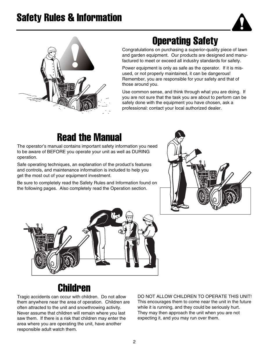 Operating safety, Read the manual, Children | Safety rules & information | Simplicity 1695468 User Manual | Page 6 / 28