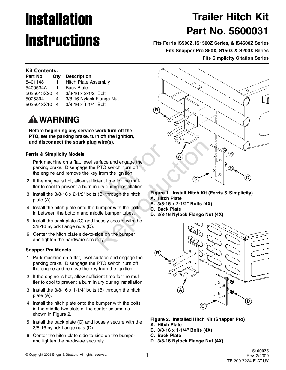 Simplicity S200X Series User Manual | 1 page