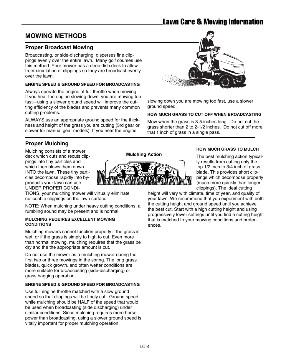 Lawn care & mowing information, Mowing methods | Simplicity ZT2148T User Manual | Page 37 / 42