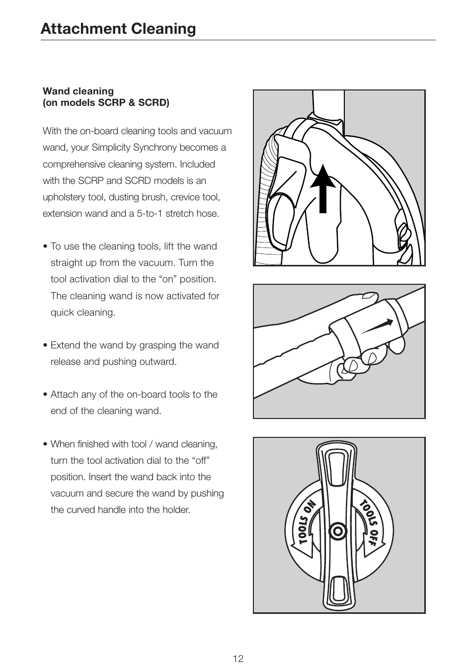 Attachment cleaning | Simplicity SCRS SCRD SCRP User Manual | Page 14 / 32