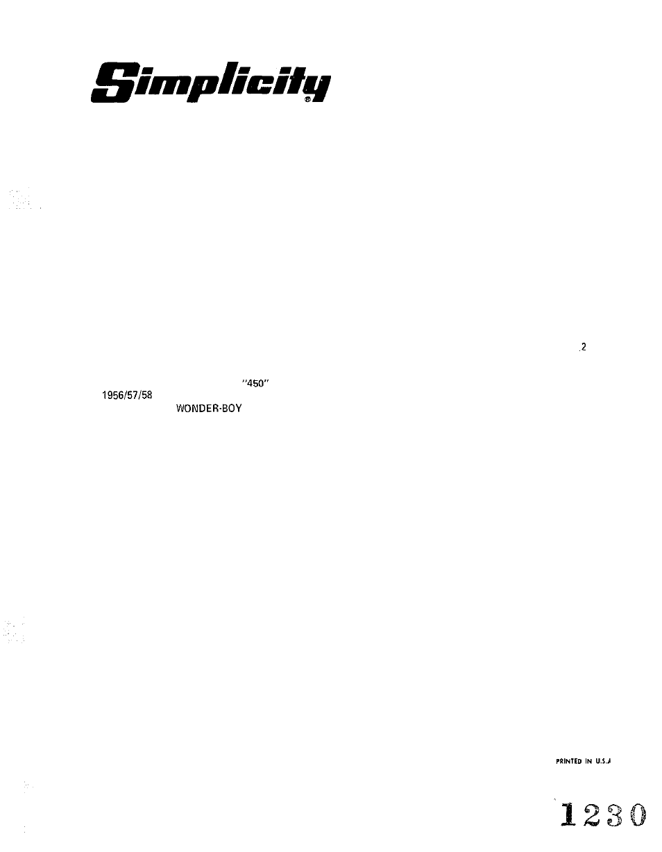 Simplicity Wonder-Boy 990120 User Manual | 38 pages
