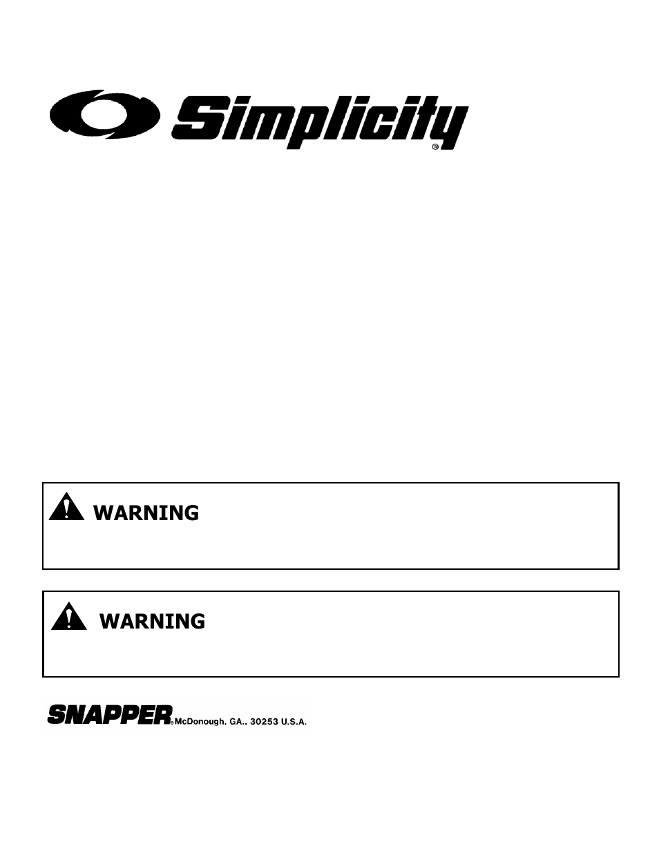 Single stage snow thrower series 0, Safety instructions & operator’s manual for, Warning | Important | Simplicity 3190E User Manual | Page 16 / 16